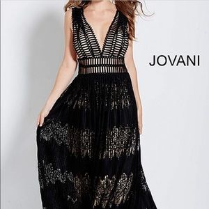 Jovani black nude sleeveless gown